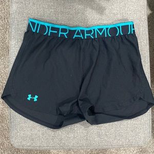 Blue and black underarmour shorts